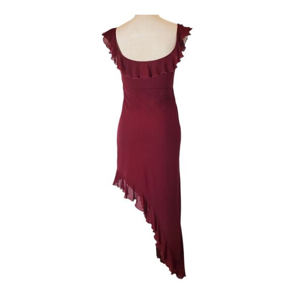 LE LIS COLLECTION SZ M Red Wine Asymmetrical Ruffled Sexy Dress - Picture 8 of 13